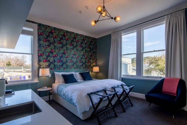 Upstairs king bedroom at The Vicarage Geraldine luxury hotel accommodation