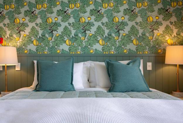 Bed at The Vicarage Geraldine luxury hotel accommodation