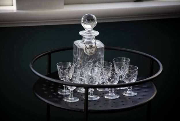 Crystal glasses at The Vicarage Geraldine luxury hotel accommodation
